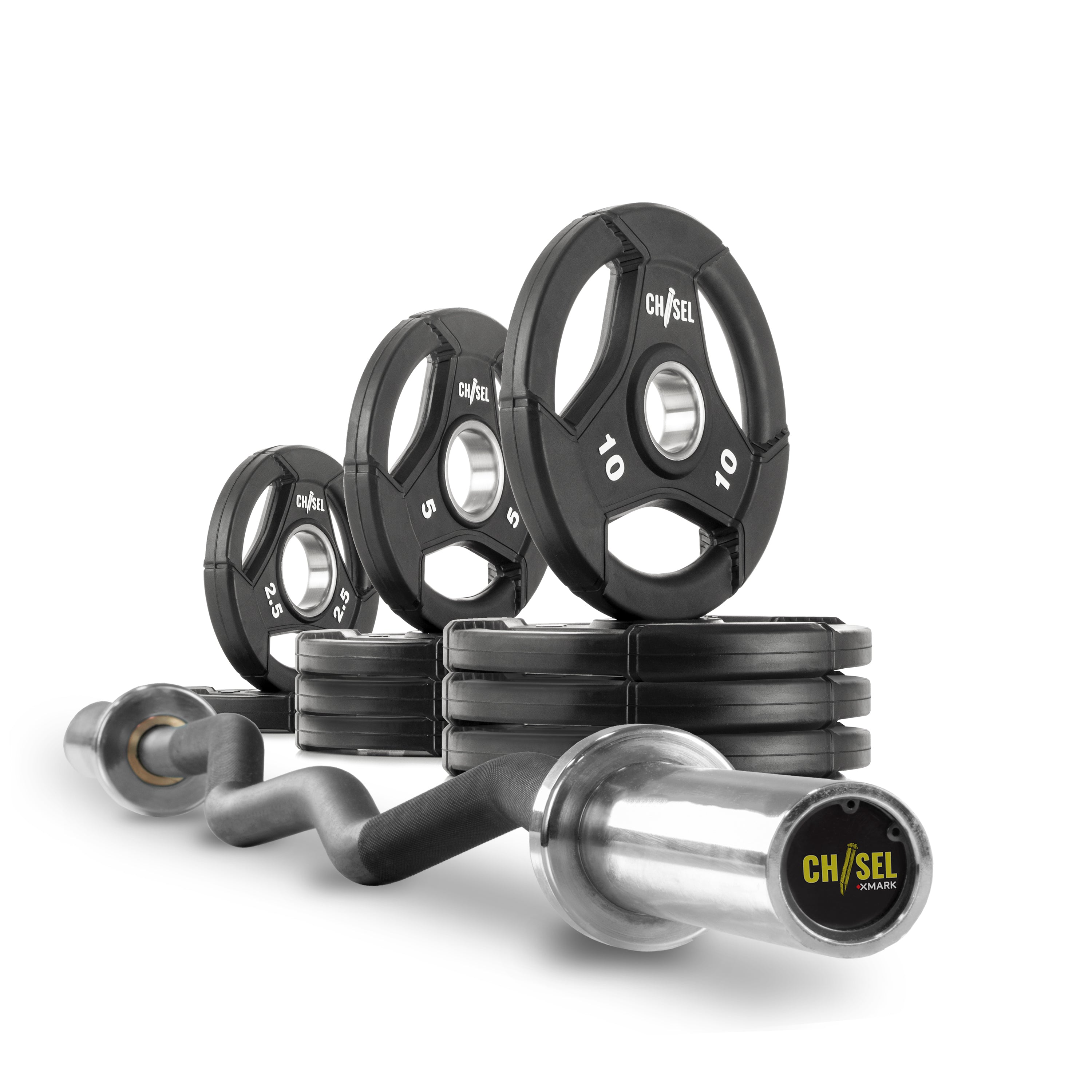 Chisel Olympic Weight Plates and Curl Barbell Sets