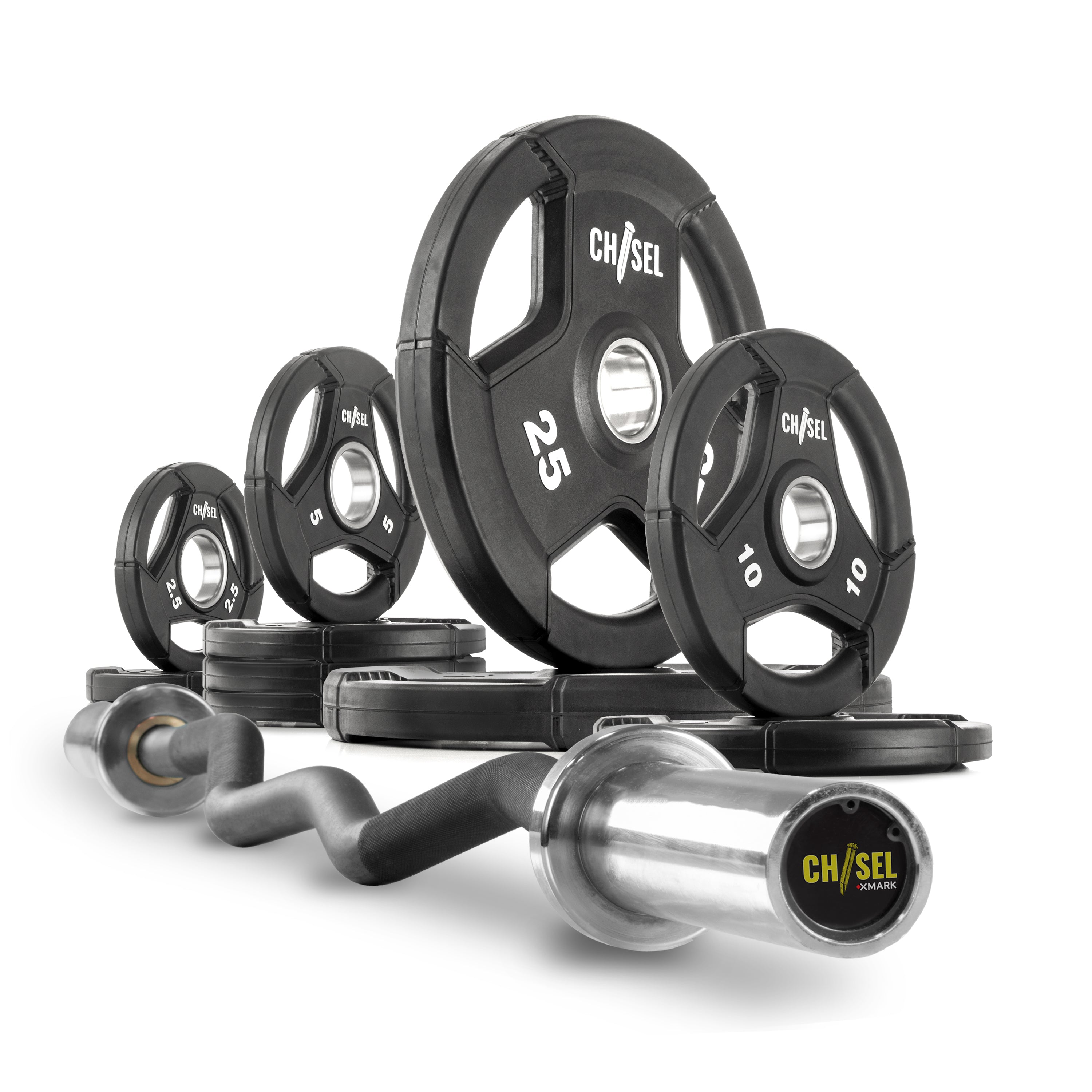 Chisel Olympic Weight Plates and Curl Barbell Sets