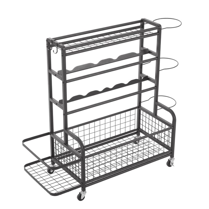 4-Tier Metal Storage Organizer for Basketball Sports Equipment Organizer