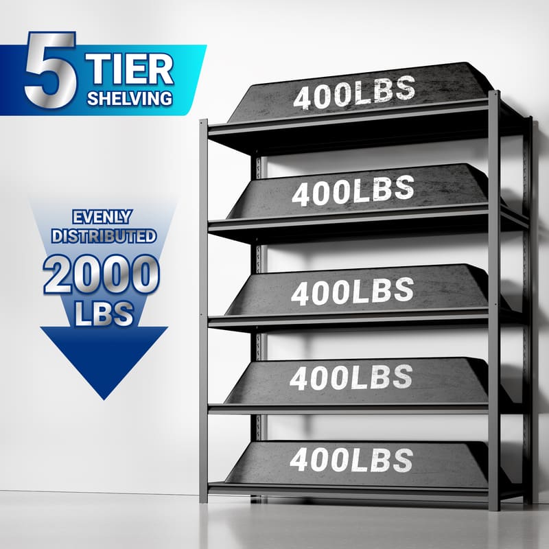 FS26B-SD 2′ × 6′ 5-Tier Metal Shelf FS26B-SD