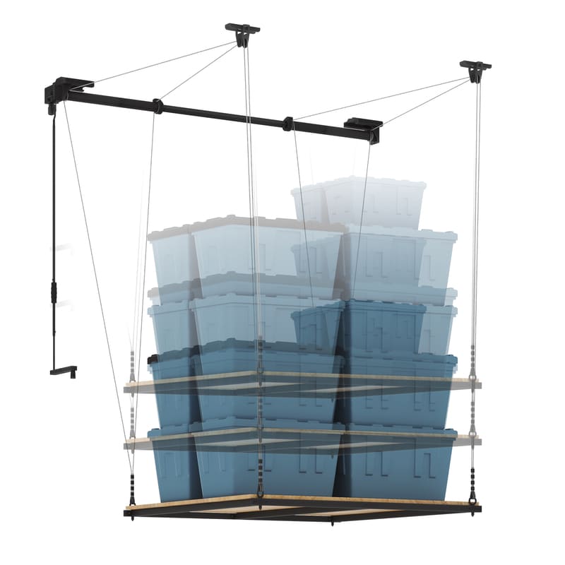 GL2 4x4 FT Garage Lifting Storage Rack  with rubberwood deck
