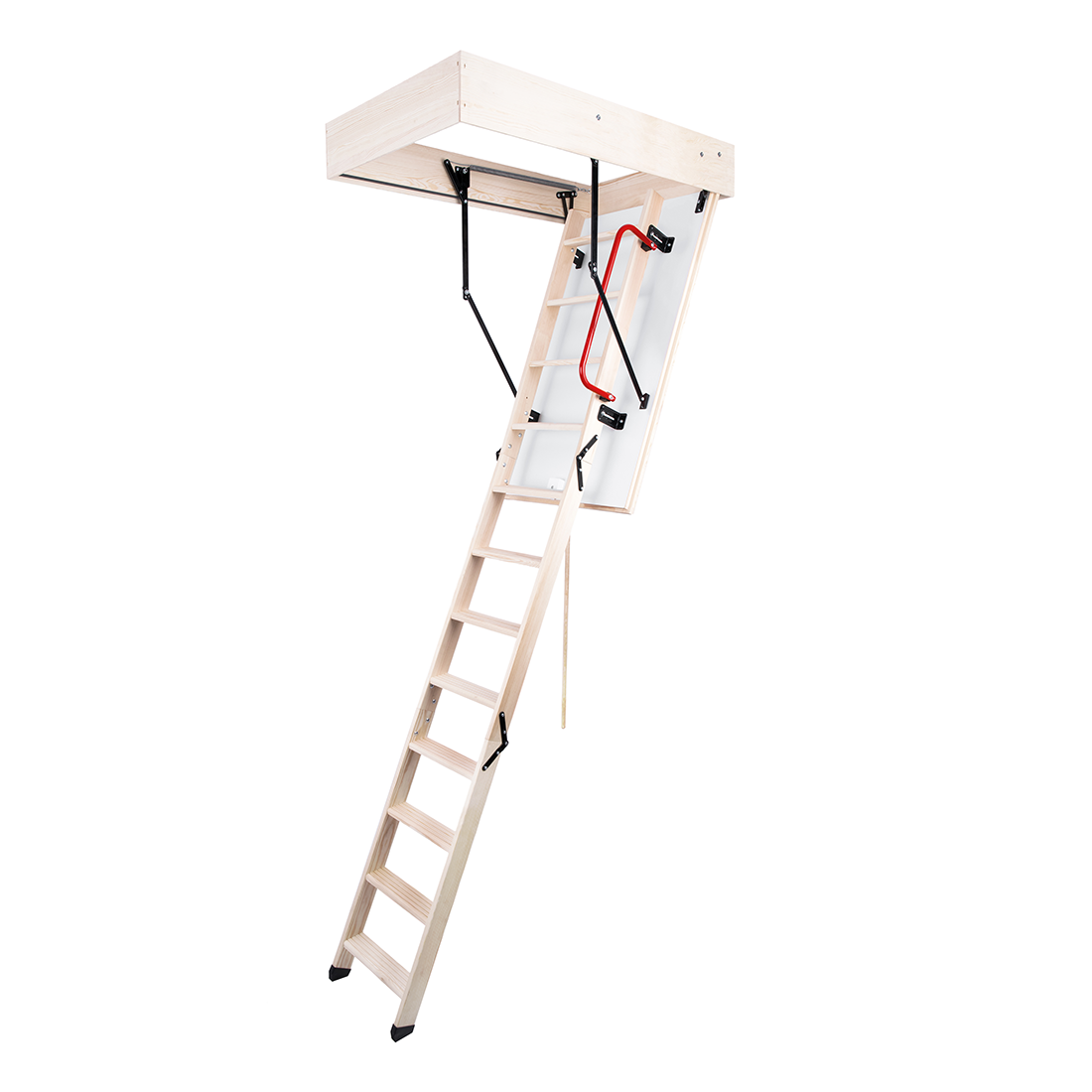 GLOB Wood Insulated Folding Attic Ladder 8 ft - 9.18 ft (Rough Opening: 22.25" x 43.75") with 352-lb Load Capacity