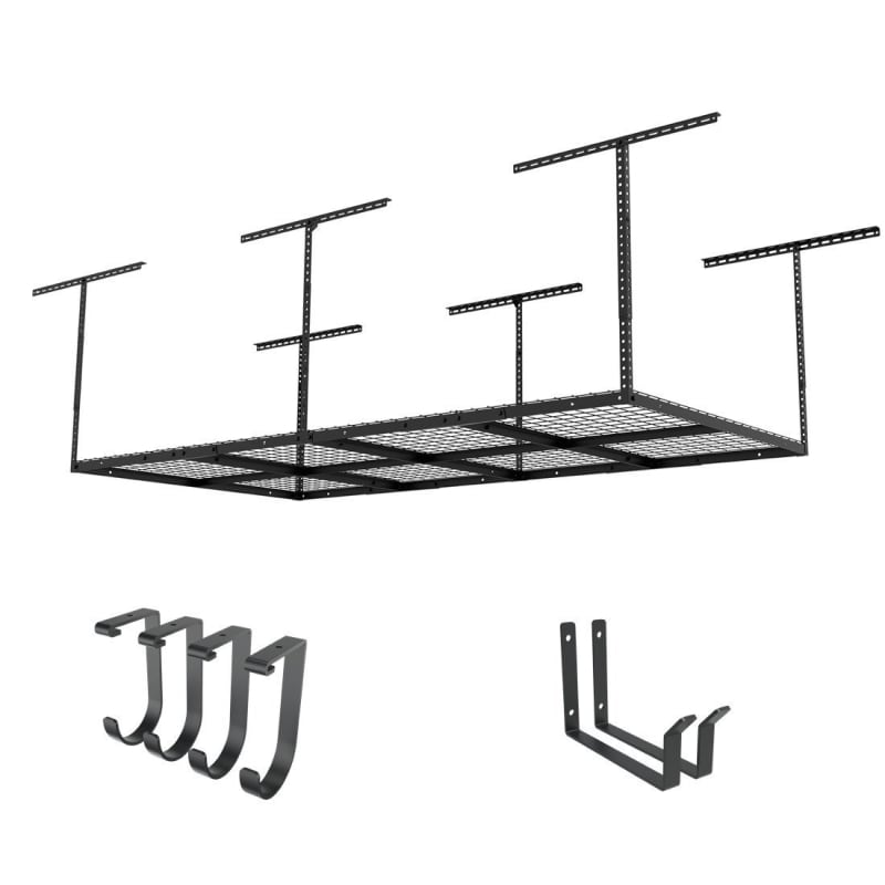 GR48H Classic 4' x 8' Ceiling Storage Rack w/Hooks - Thumbnail 2