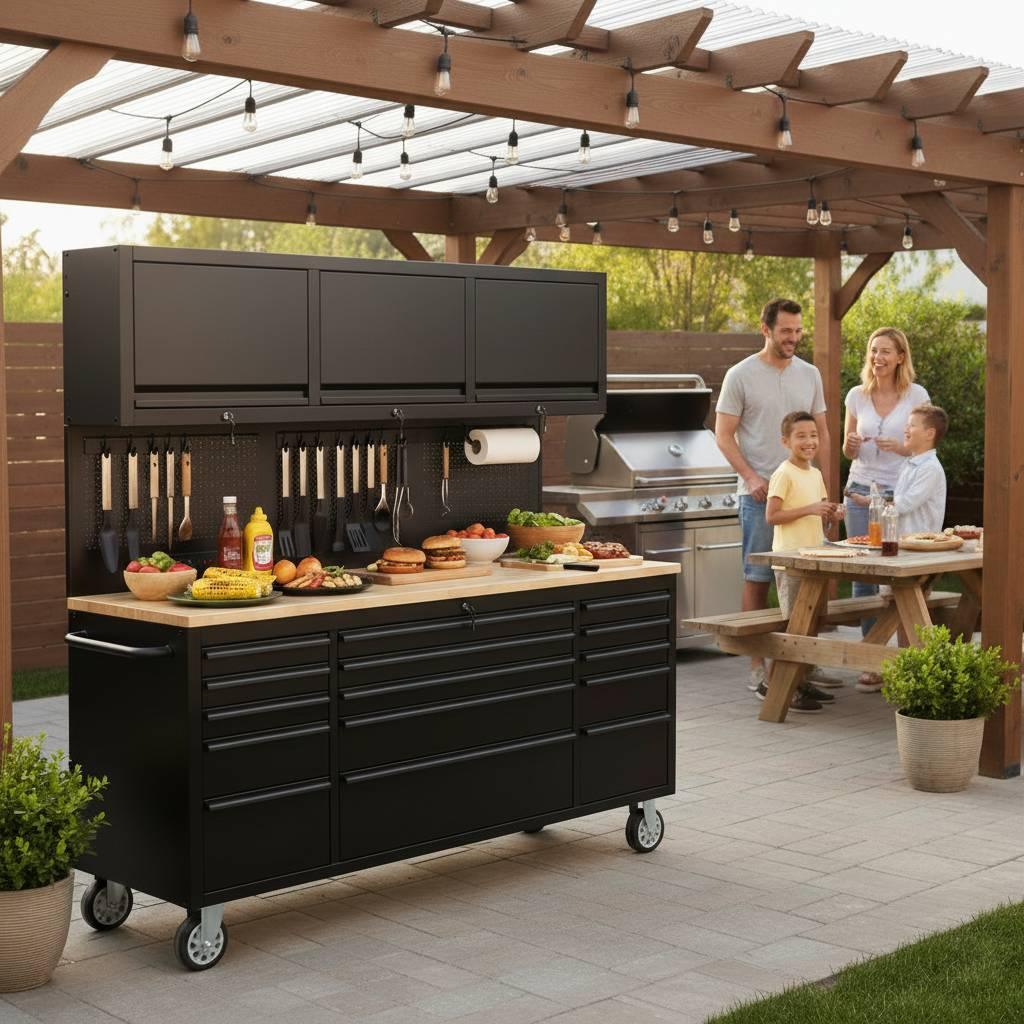 72 inch Rolling Garage Cabinets with Pegboard