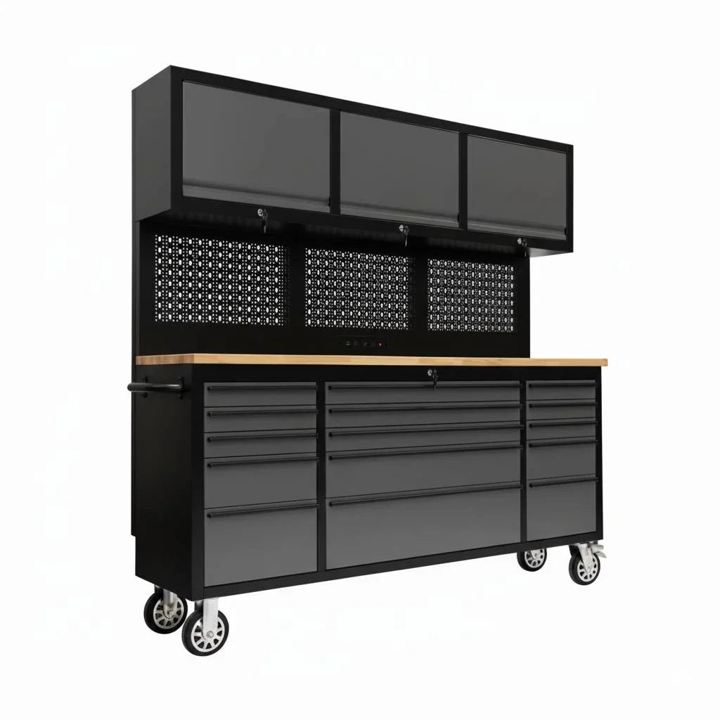 72 inch Rolling Garage Cabinets with Pegboard