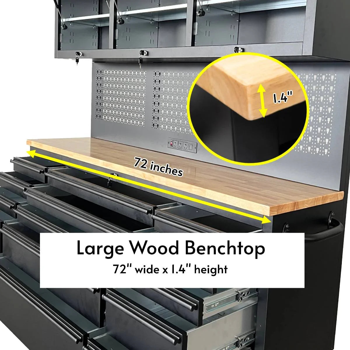 72 inch Rolling Garage Cabinets with Pegboard