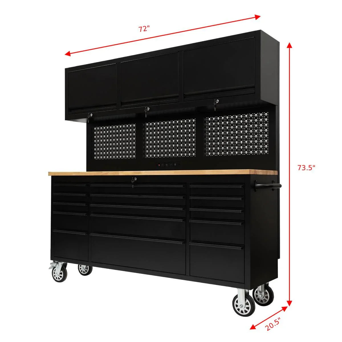 72 inch Rolling Garage Cabinets with Pegboard