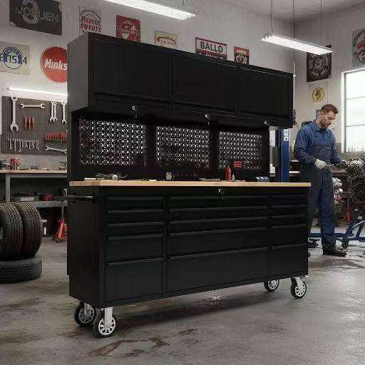 72 inch Rolling Garage Cabinets with Pegboard