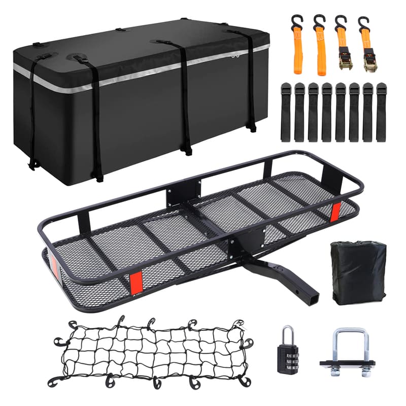 HB60 60" Hitch Mount Cargo Carrier Basket+ 56"Waterproof Cargo Bag