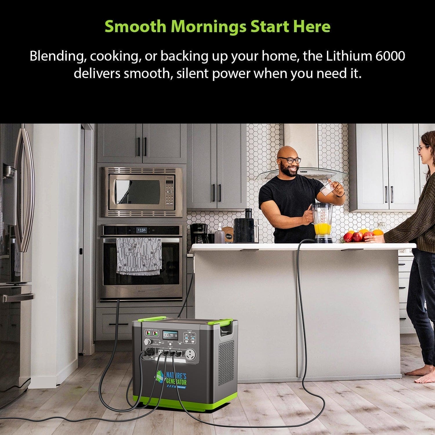 Nature's Generator Lithium 6000 with Solar Panels and Wind Turbine