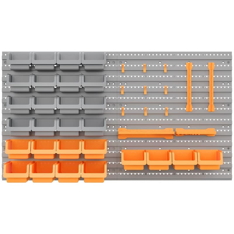 44 Piece Wall Mounted Pegboard Tool Organizer Rack Kit
