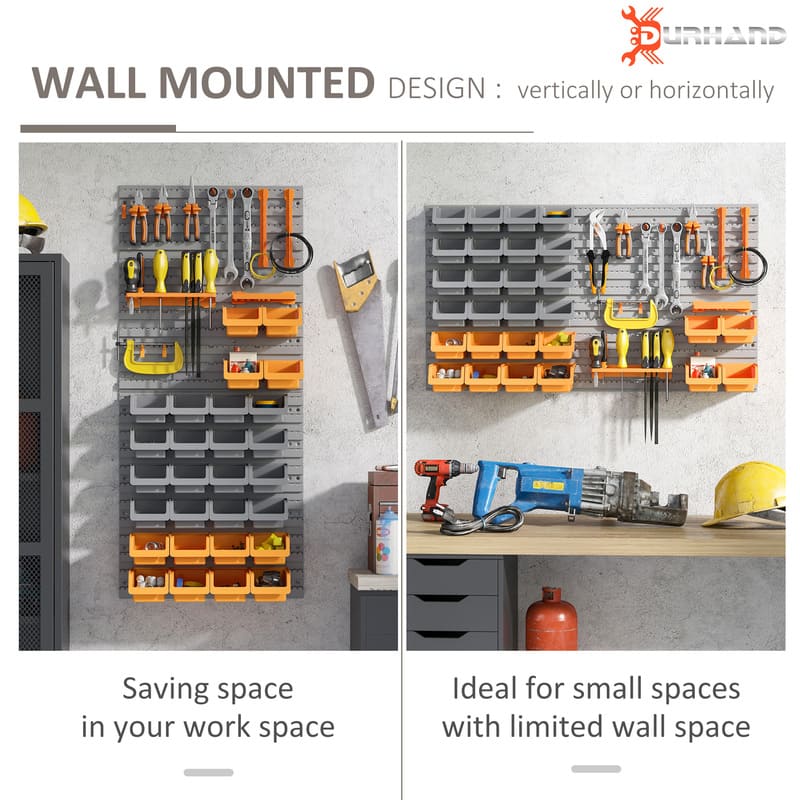 44 Piece Wall Mounted Pegboard Tool Organizer Rack Kit