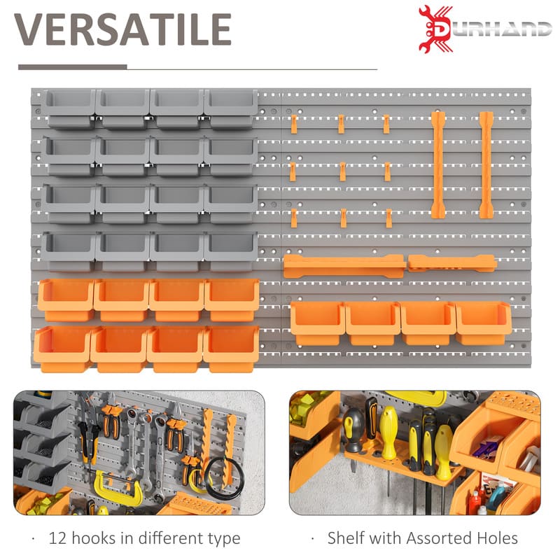 44 Piece Wall Mounted Pegboard Tool Organizer Rack Kit