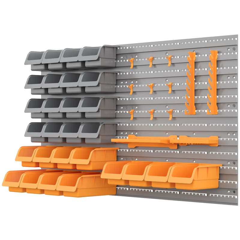 44 Piece Wall Mounted Pegboard Tool Organizer Rack Kit