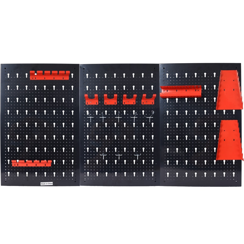 P24 4ft Metal Garage Pegboard Tool Organizer w/3 Pegboards