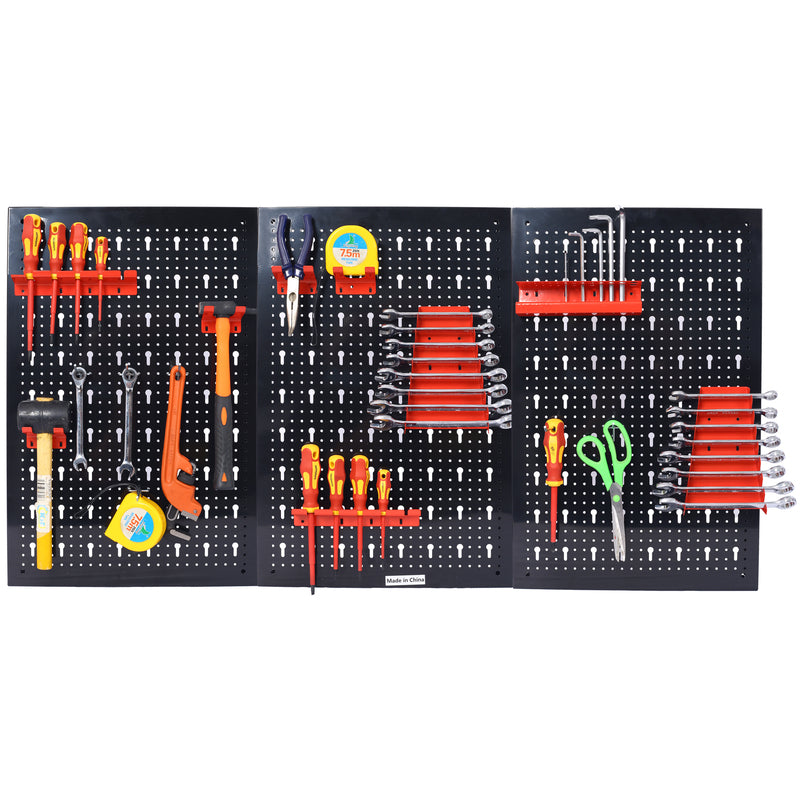 P24 4ft Metal Garage Pegboard Tool Organizer w/3 Pegboards