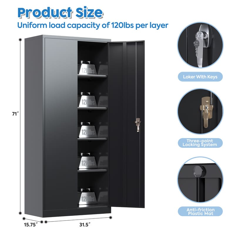 SC1B Basic Metal Garage  Storage Cabinet with 4 Adjustable Shelves