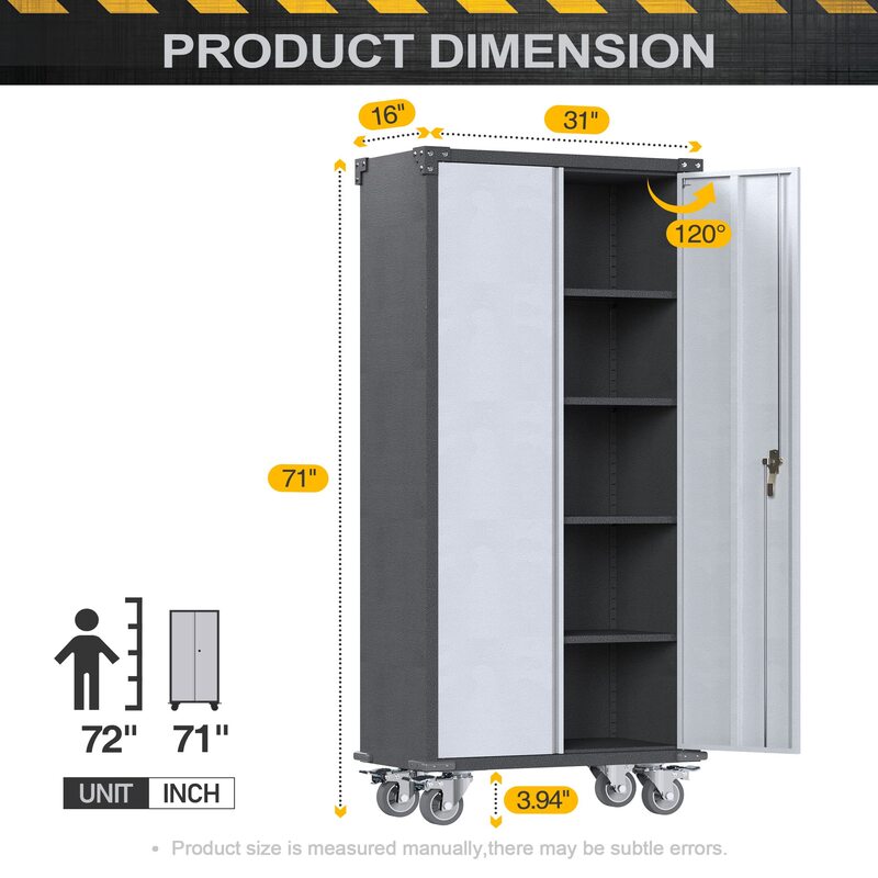 SC5C-W Classic Metal Garage Storage Cabinet with Wheels