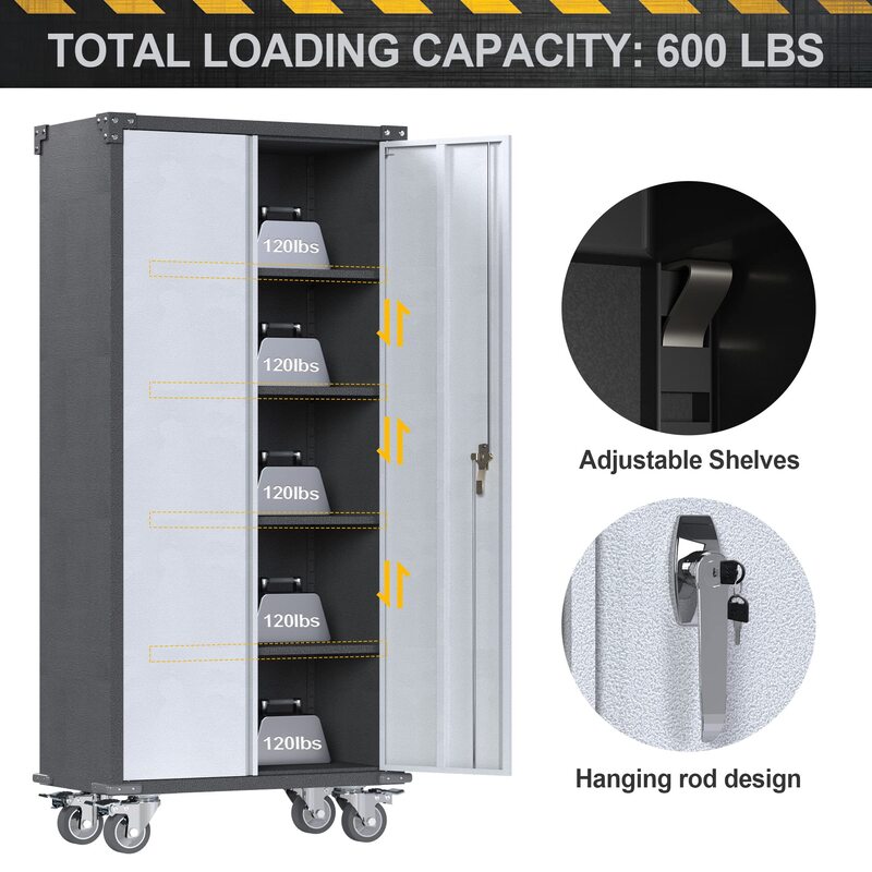 SC5C-W Classic Metal Garage Storage Cabinet with Wheels