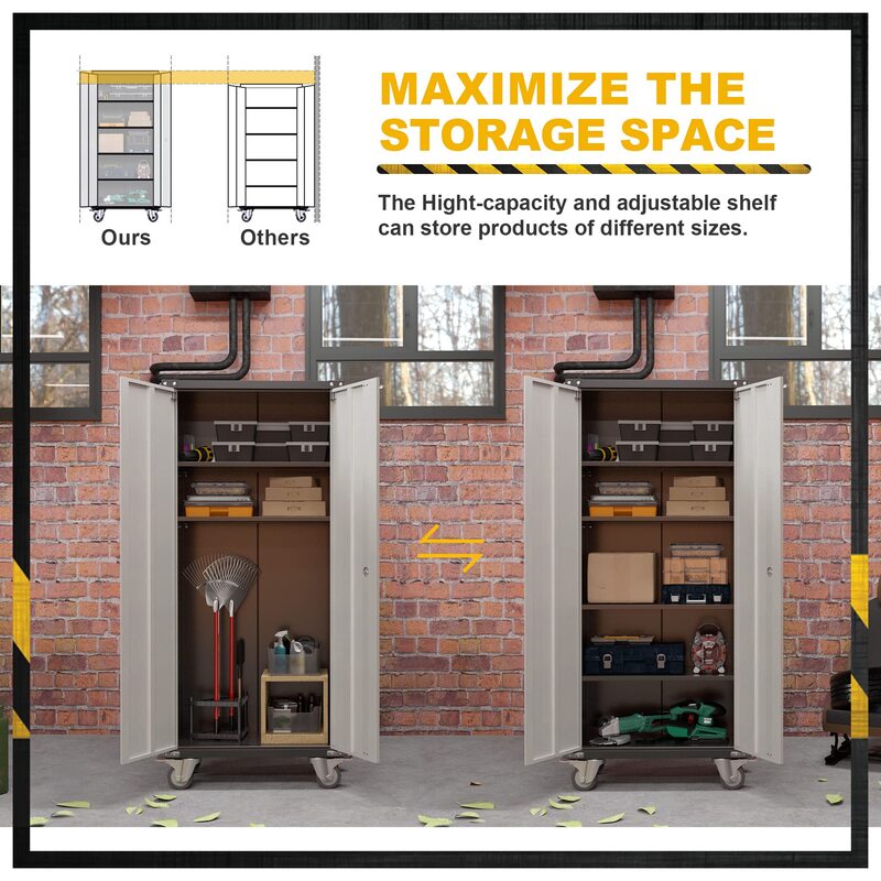 SC5C-W Classic Metal Garage Storage Cabinet with Wheels