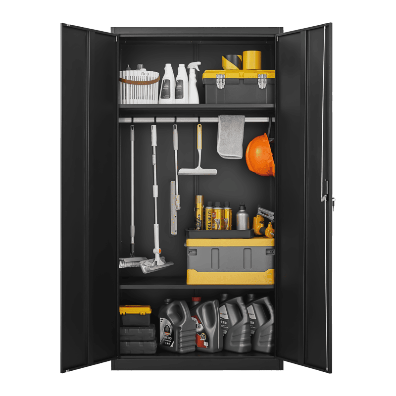 70" Black Locker Steel Storage Cabinet
