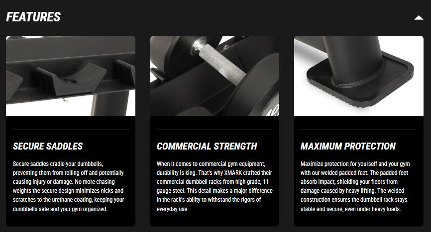 Commercial Dumbbell Rack with 10 or 15 Pair Option