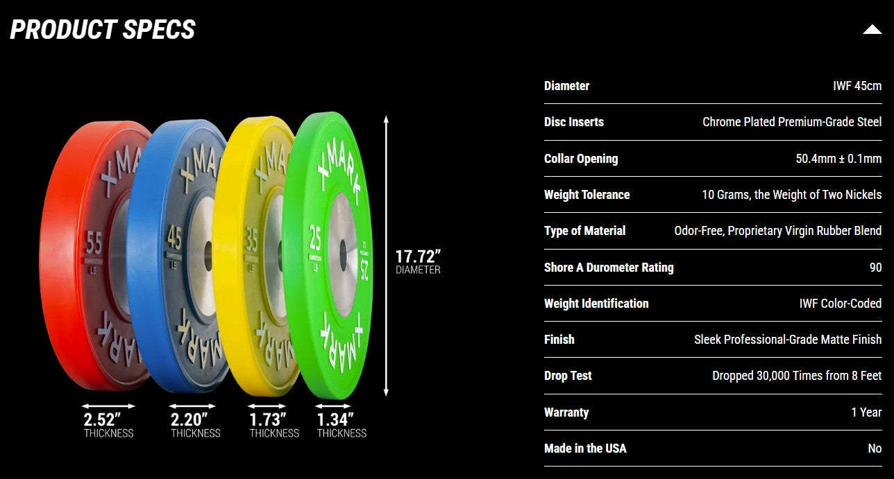 Premium Competition Bumper Plates (LB), Pairs and Sets