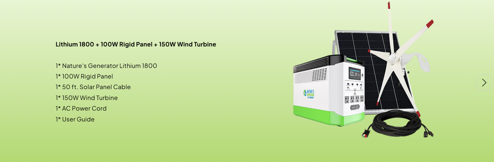 High Capacity Lithium 1800 Solar and Wind Generator