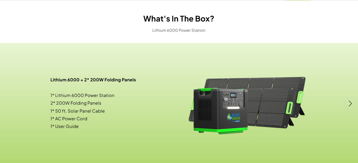 Nature's Generator Lithium 6000 with Solar Panel