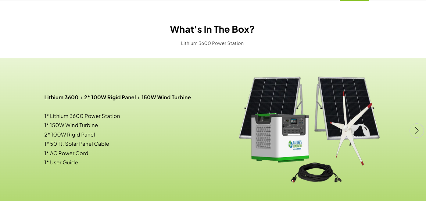 Nature's Generator Lithium 3600 Solar and Wind Generator