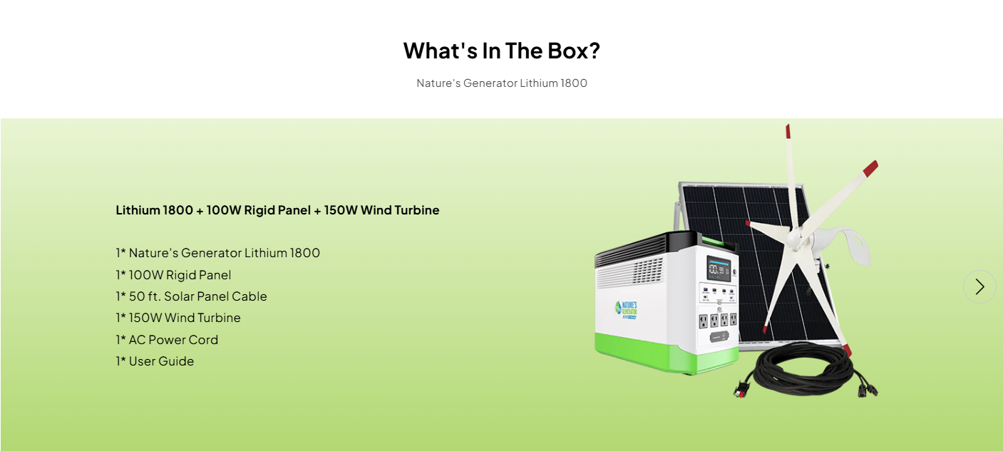 High Capacity Lithium 1800 Solar and Wind Generator