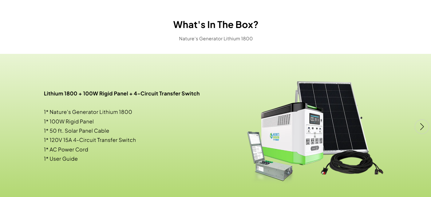 High Capacity Lithium 1800 Solar Generator and Transfer Switch