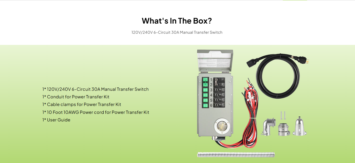 120V/240V 30A 6-Circuit Non-Automatic Transfer Switch