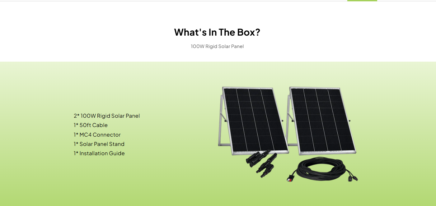 200W Rigid Solar Panels w/ cable and connector