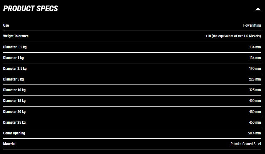 Powerlifting Calibrated Steel Plates (kg)