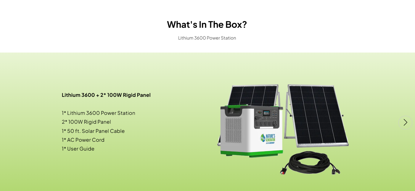 Nature's Generator Lithium 3600 Solar Generator