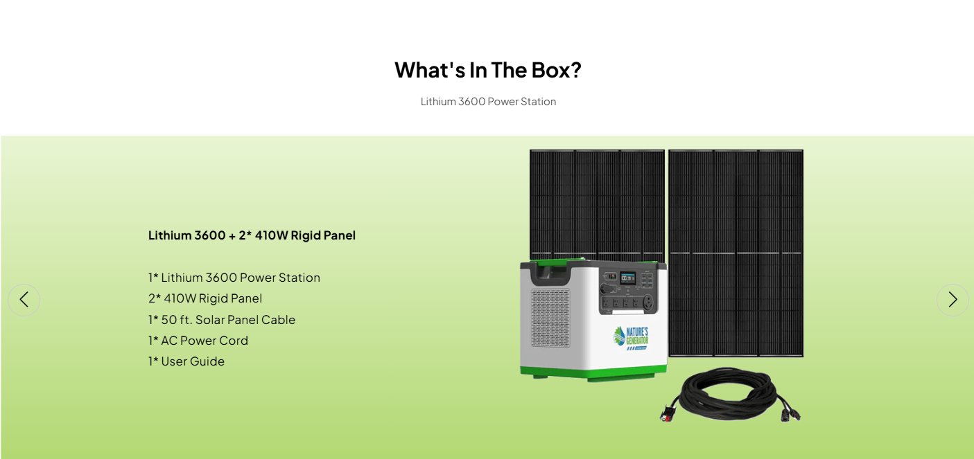 Nature's Generator Lithium 3600 Solar Generator