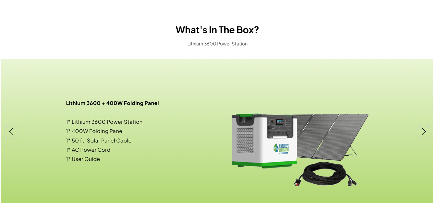 Nature's Generator Lithium 3600 Solar Generator