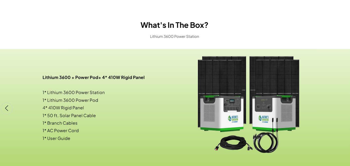Nature's Generator Lithium 3600 Solar Generator