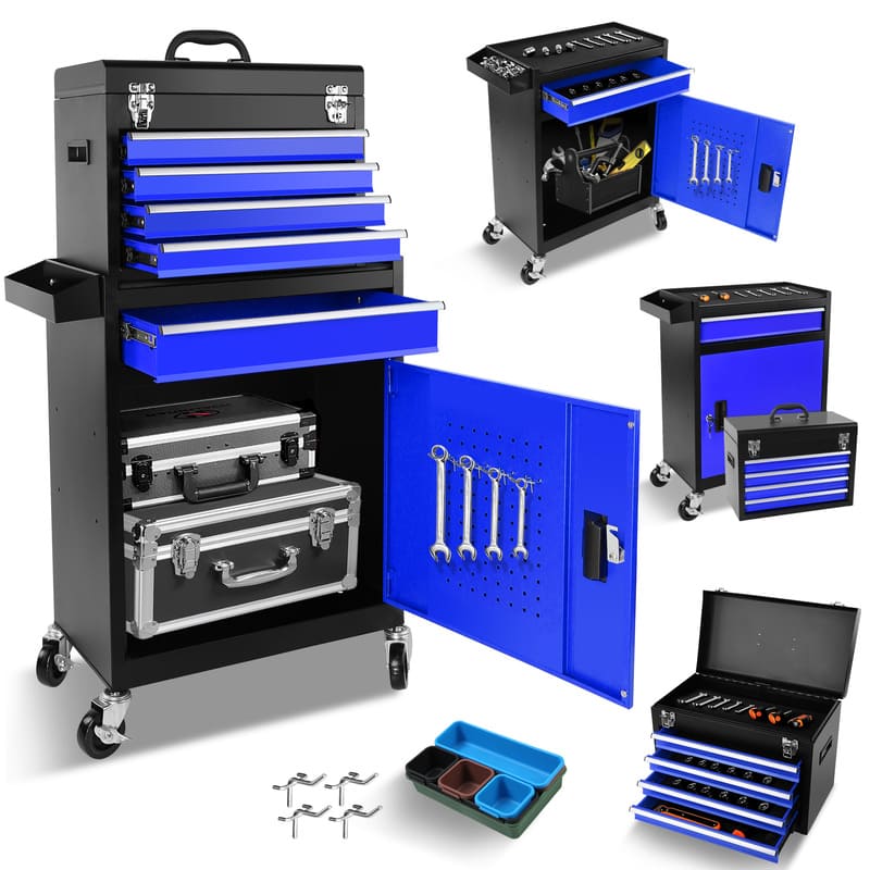 5-Drawer Metal Tool Cart for Garage Workshop