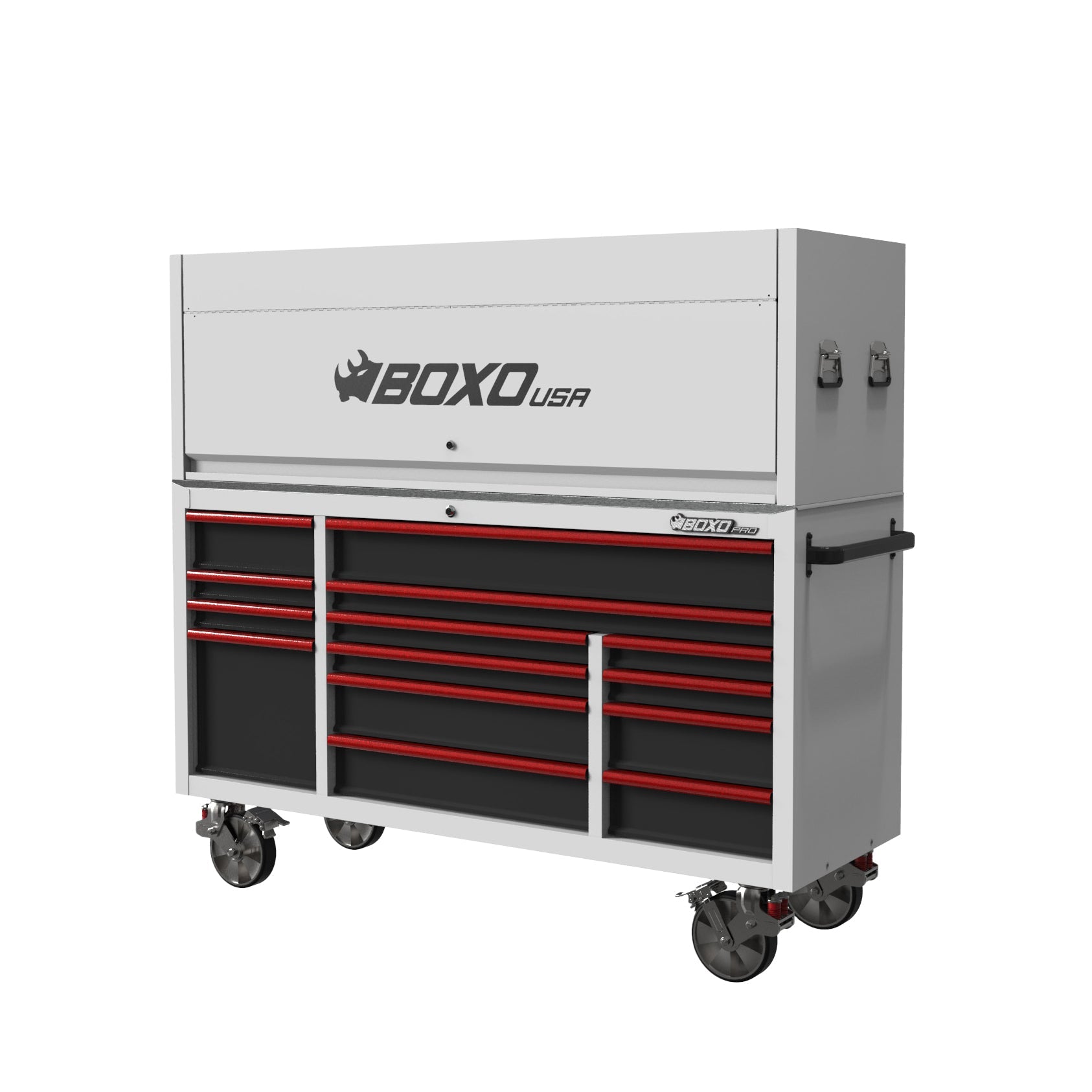 Pro Series | 72" 14-Drawer Rolling Tool Box with Garage Top | White
