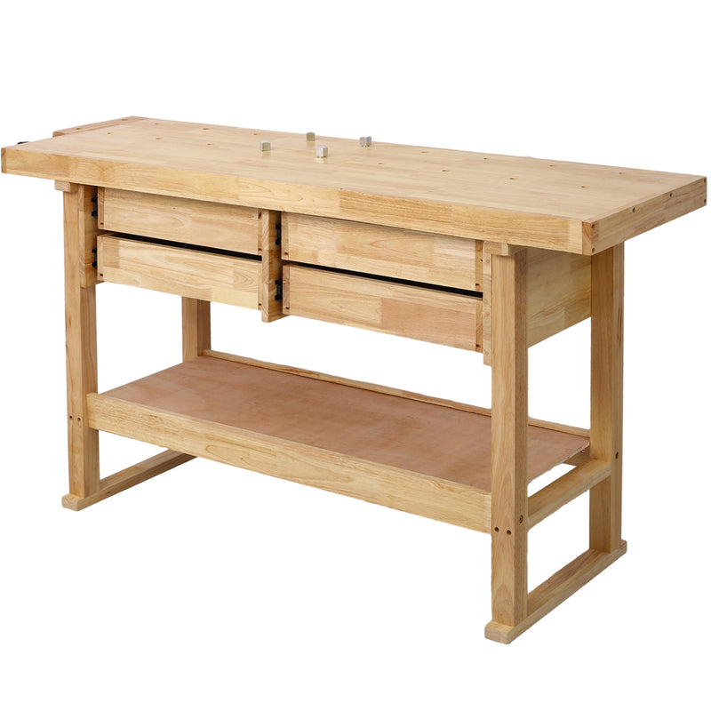 60in Workbench with 4 Drawers Wooden Workbench for Garage Workshop