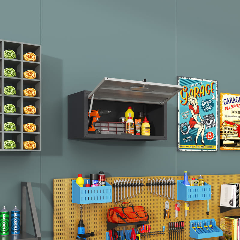 WSC5BG  Classic Black and Gray Metal Wall-Mounted Tool Storage Cabinet
