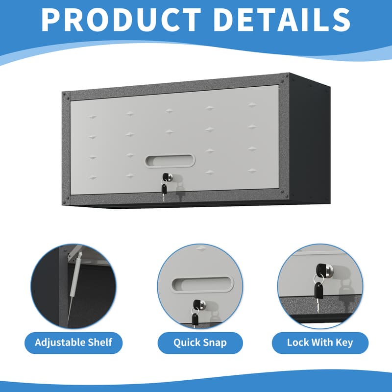 WSC5BG  Classic Black and Gray Metal Wall-Mounted Tool Storage Cabinet