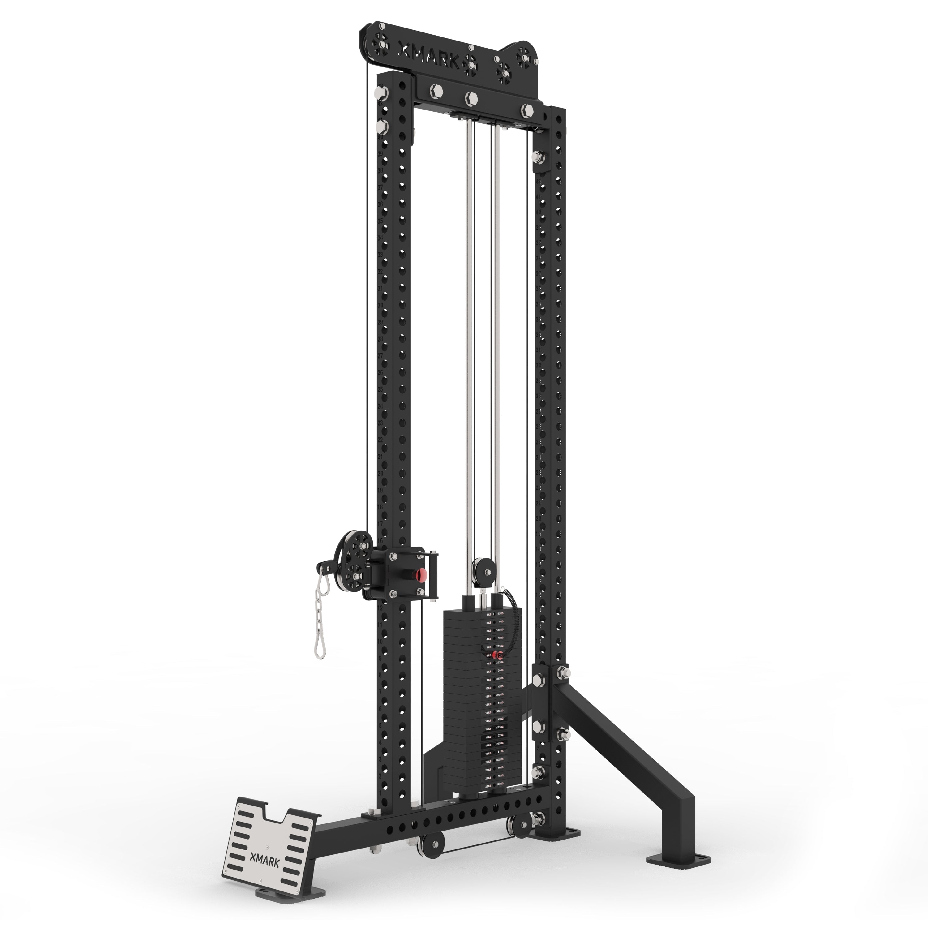 Commercial Single-Stack Functional Trainer, Low Row, Cable Attachments