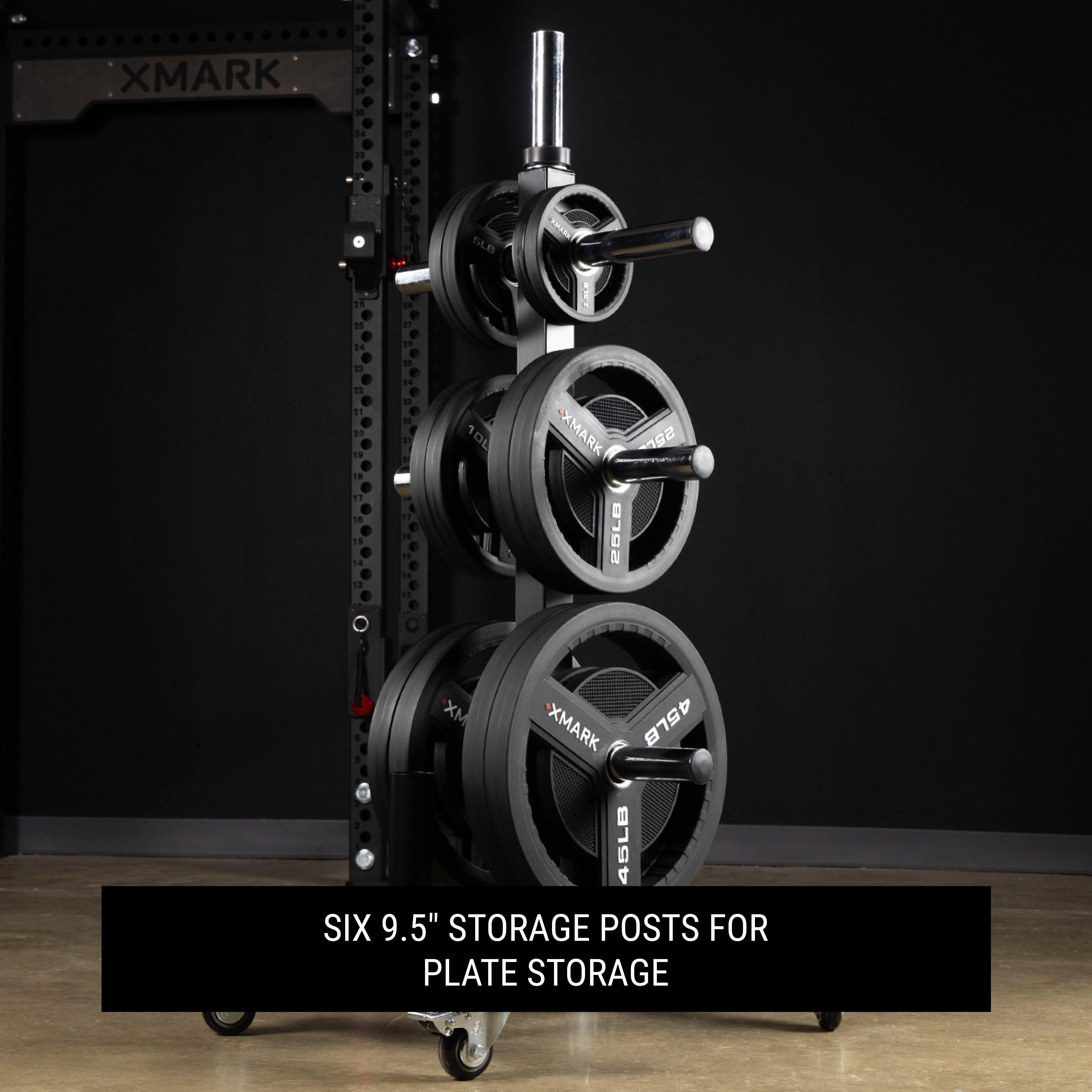 Commercial Olympic Weight Plate Tree on Castors with Dual Bar Holders