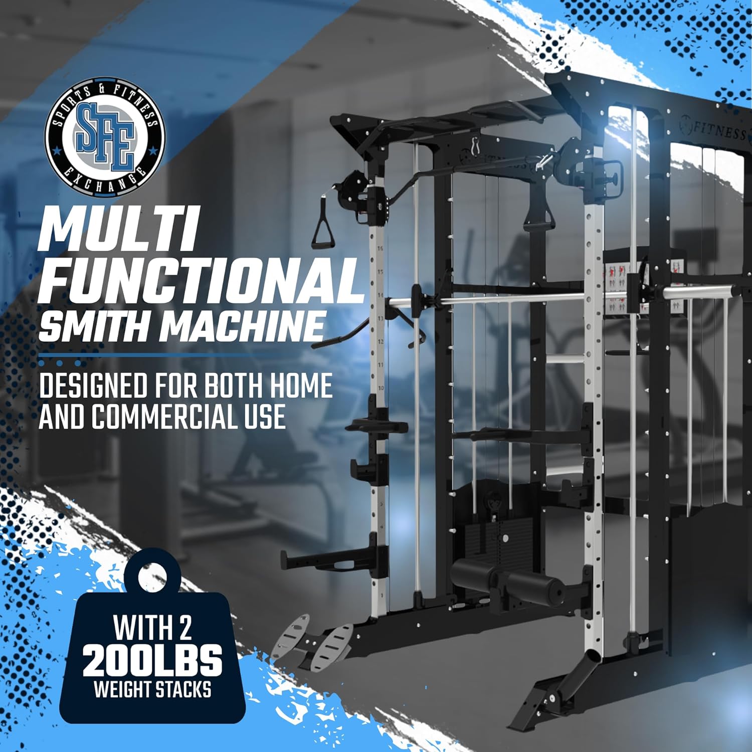 All-in-One Home Gym, Power Rack w/ Smith Machine & Functional Trainer w/ 2x - 220lb weight stacks (New) - Garage Rebel