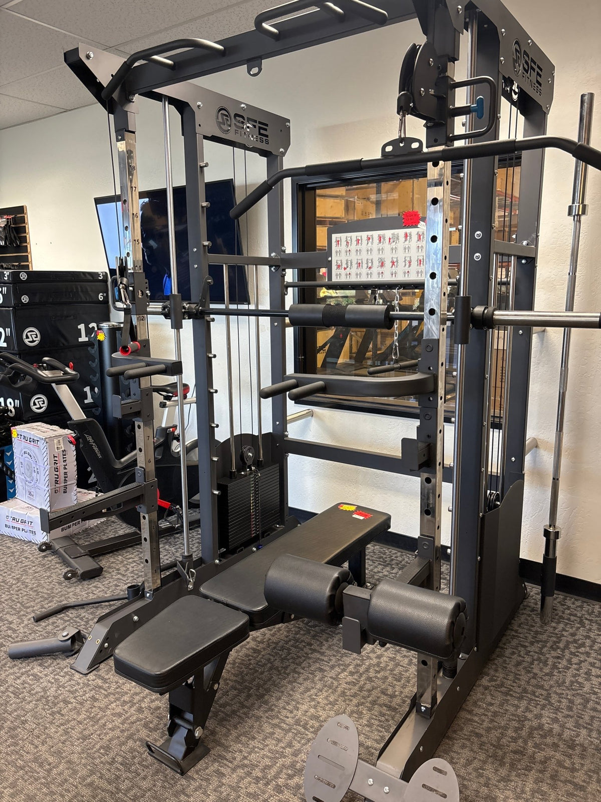 All-in-One Home Gym, Power Rack w/ Smith Machine & Functional Trainer w/ 2x - 220lb weight stacks (New) - Garage Rebel