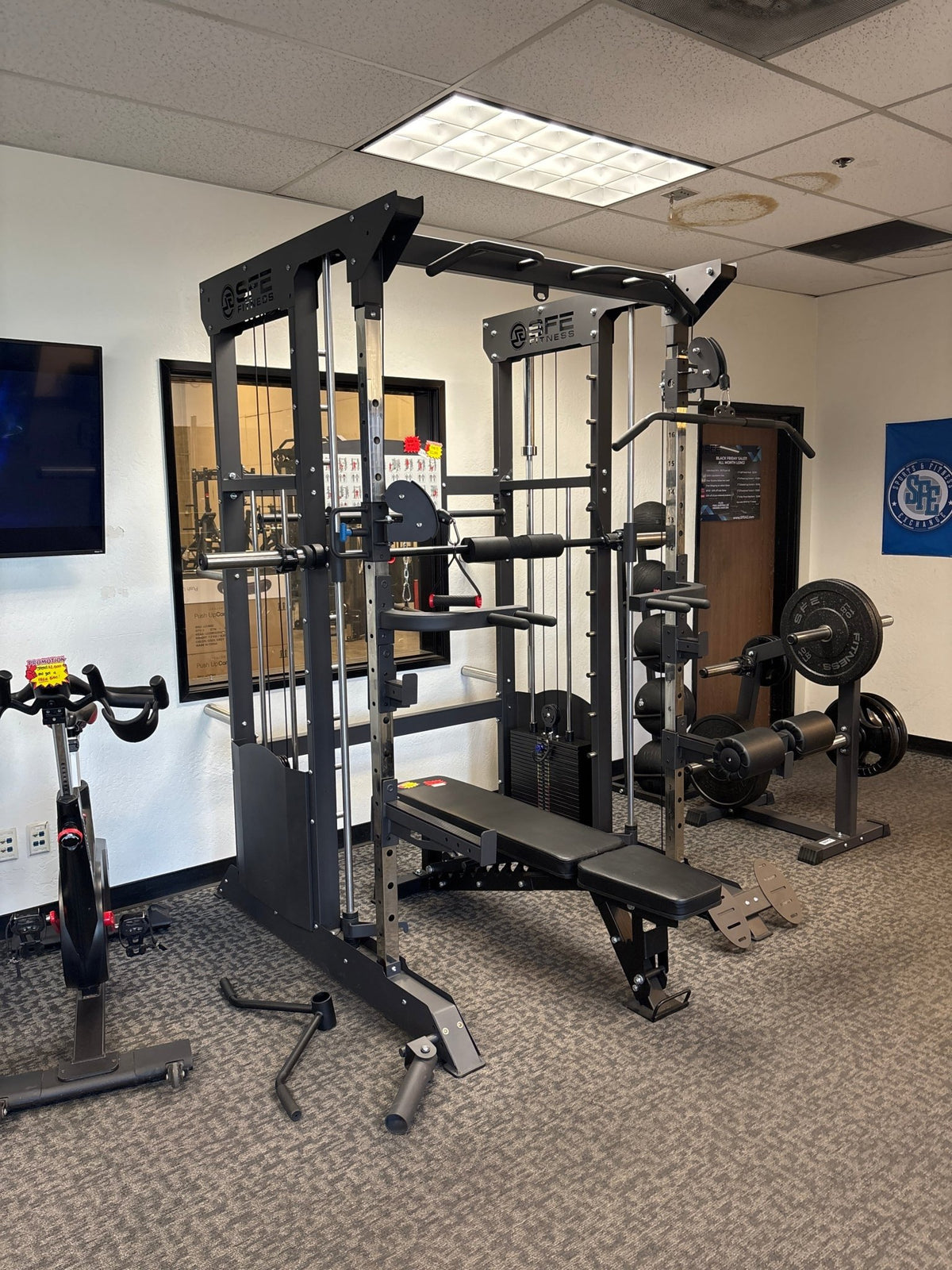 All-in-One Home Gym, Power Rack w/ Smith Machine & Functional Trainer w/ 2x - 220lb weight stacks (New) - Garage Rebel