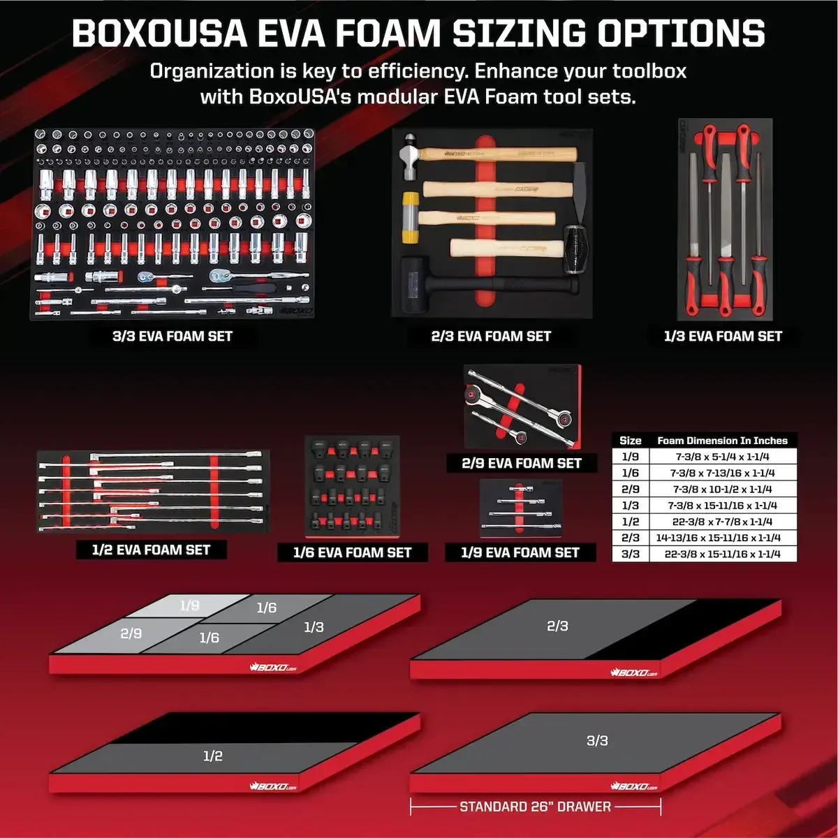 9-Piece Flex Head 100T SAE Ratcheting Combination Wrench Set with Magnetic Stop Ring and Grip Open End | 1/3rd EVA Foam